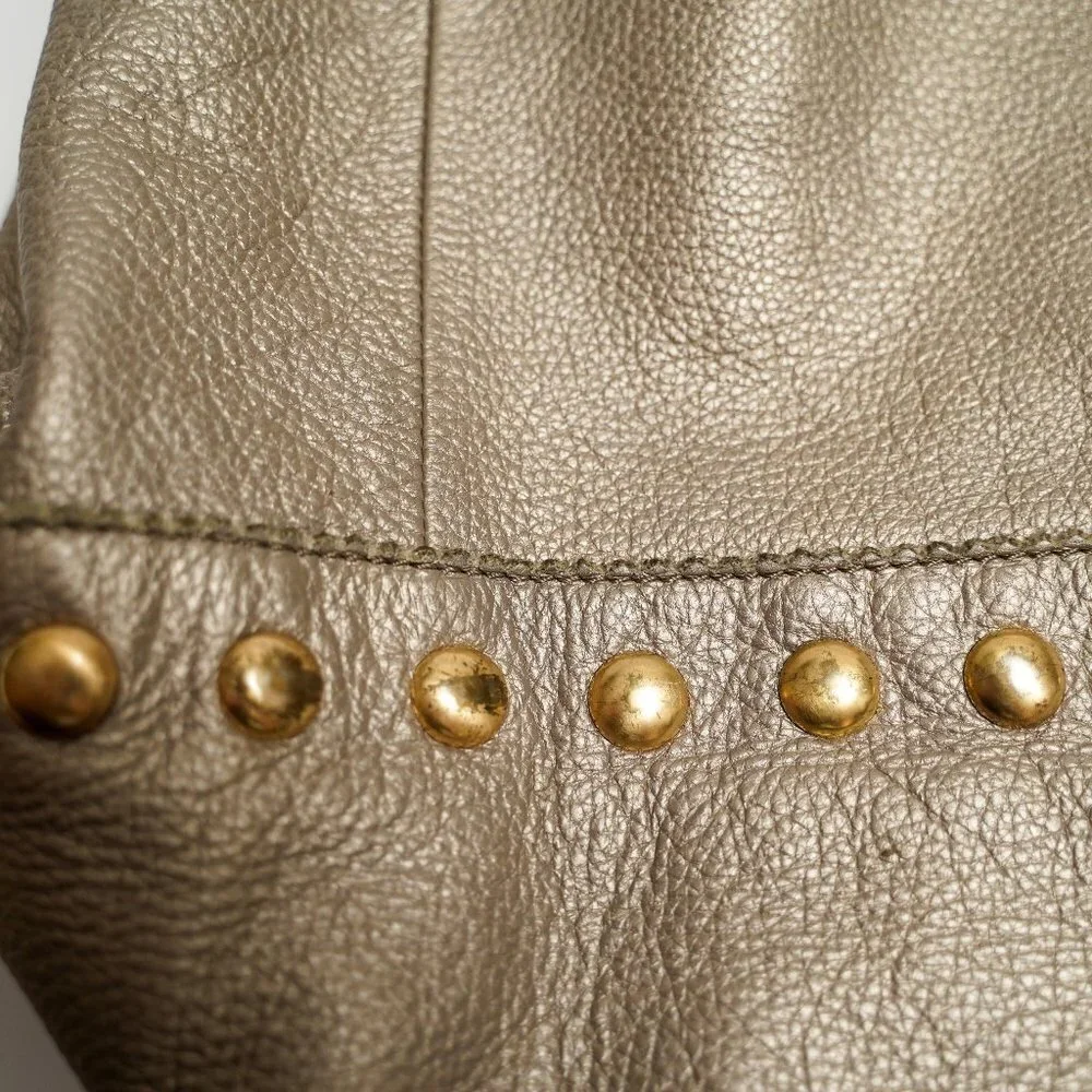 Emma Fox Metallic Hobo Bag With Gold Tone Studs - Picture 5 of 9
